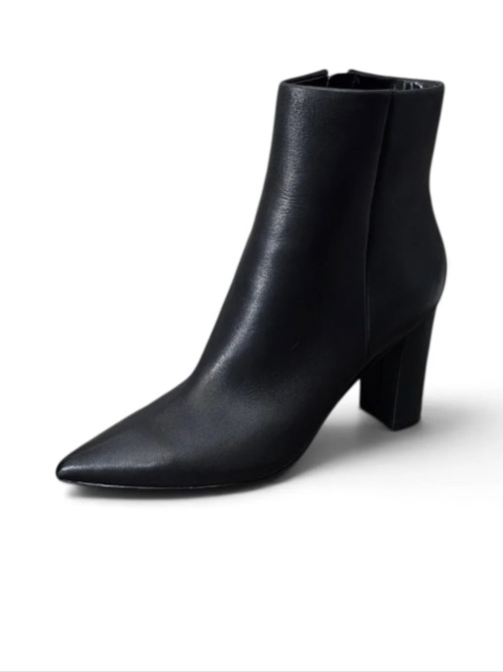 Marc Fisher Ltd Ulani Black Leather Pointed Toe Block Heel Booties